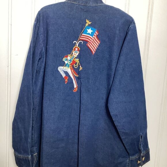Vintage Bob Mackie Wearable Art Embroidered Jean Jacket Sz 1X Marching Band - Picture 5 of 10